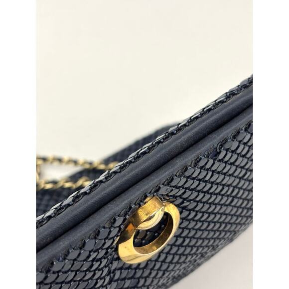 Vintage Dark Blue Metal Mesh Crossbody Bag 1980s - Picture 16 of 16